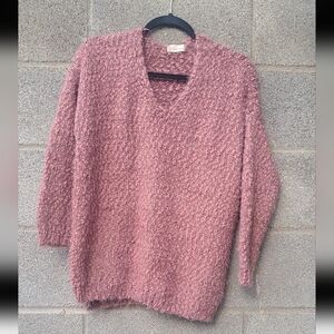 Altar'd State Textured Mauve V-Neck Sweater